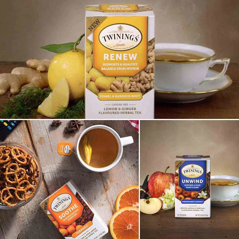 Tea Twinings Herbal and Decaf Tea Bags Gift Sampler - 50 Count, 25 Flavors    