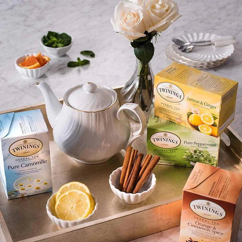 Tea Twinings Herbal and Decaf Tea Bags Gift Sampler - 50 Count, 25 Flavors    