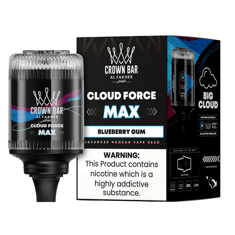 Al Fakher Crown Bar Cloud Force Max 50K E-Hookah Head Blueberry Gum