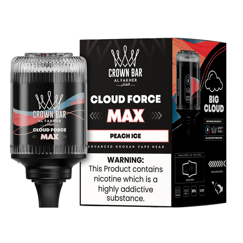Al Fakher Crown Bar Cloud Force Max 50K E-Hookah Head Peach Ice