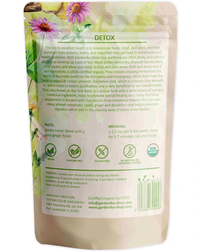 Tea Gardenika Detox Loose Leaf Herbal Tea, USDA Organic, Caffeine Free - 4 oz (114g)    