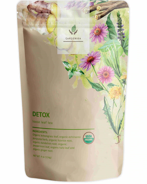 Tea Gardenika Detox Loose Leaf Herbal Tea, USDA Organic, Caffeine Free - 4 oz (114g)    