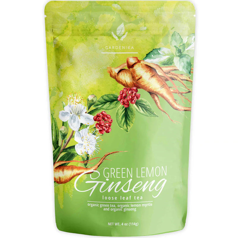 Tea Gardenika Green Lemon Ginseng Tea, Loose Leaf, USDA Organic, 55+ Cups – 4 Oz (113g)    