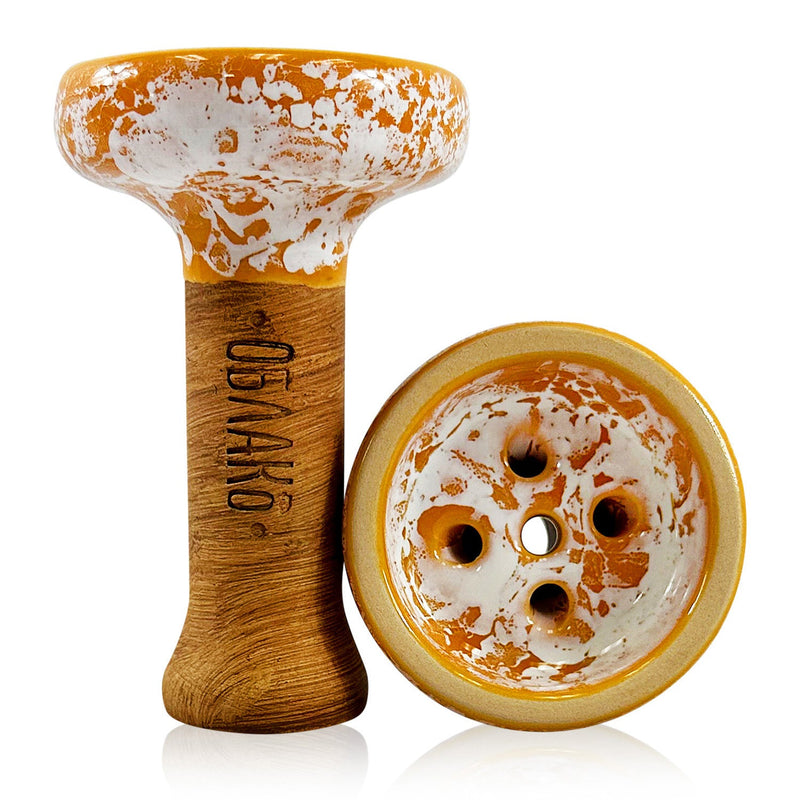 Bowl Oblako Black Glaze Hookah Bowl Orange-White Marble