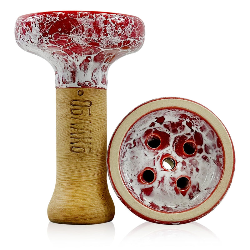 Bowl Oblako Black Glaze Hookah Bowl Red-White Marble