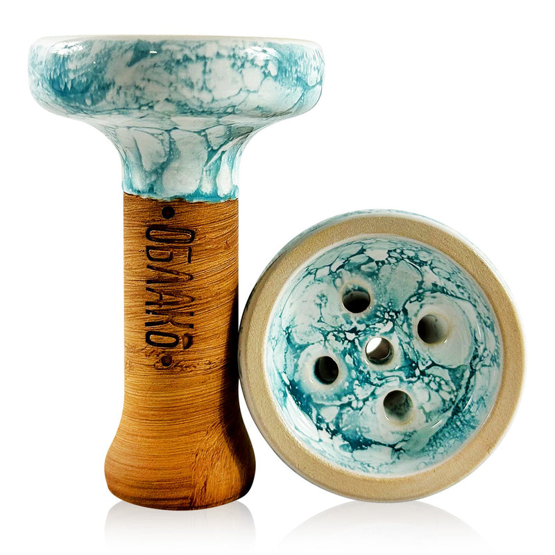 Bowl Oblako Black Glaze Hookah Bowl  White-Blue Marble  