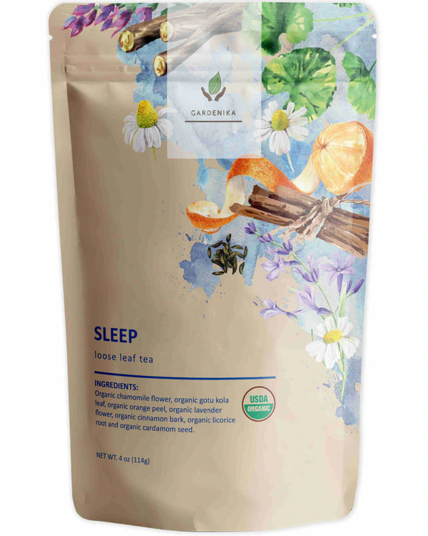 Tea Gardenika Sleep Loose Leaf Herbal Tea, USDA Organic, Caffeine Free - 4 oz (114g)    