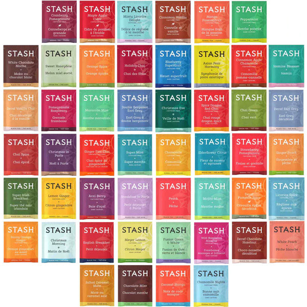 Tea Stash Tea Bags Sampler - Caffeinated, Herbal and Decaf - 50 Ct, 50 Flavors    