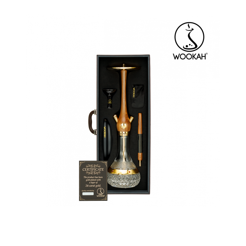 hookah Wookah 24K Gold-Plated Amber Gold Walnut Hookah Set