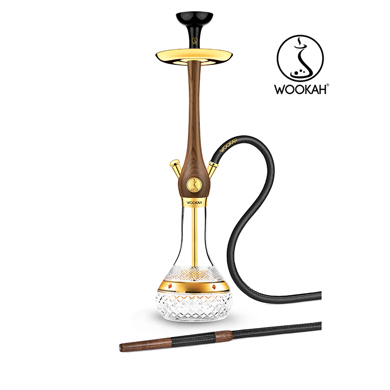 hookah Wookah 24K Gold-Plated Amber Gold Walnut Hookah Set