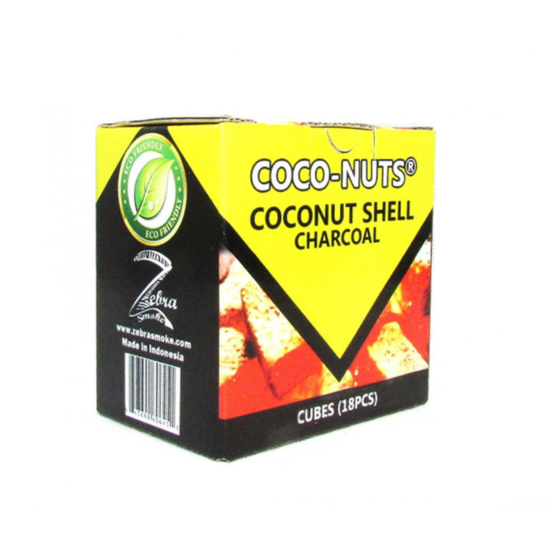 Charcoal Zebra Coco-Nuts Hookahs Coals - Cubes (18 Pieces)    