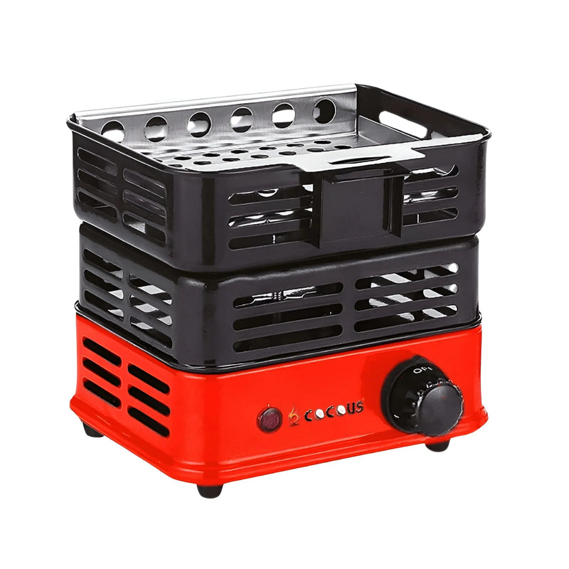 CocoUs Hookah Coal Charcoal Burner 1000W Party Size Red