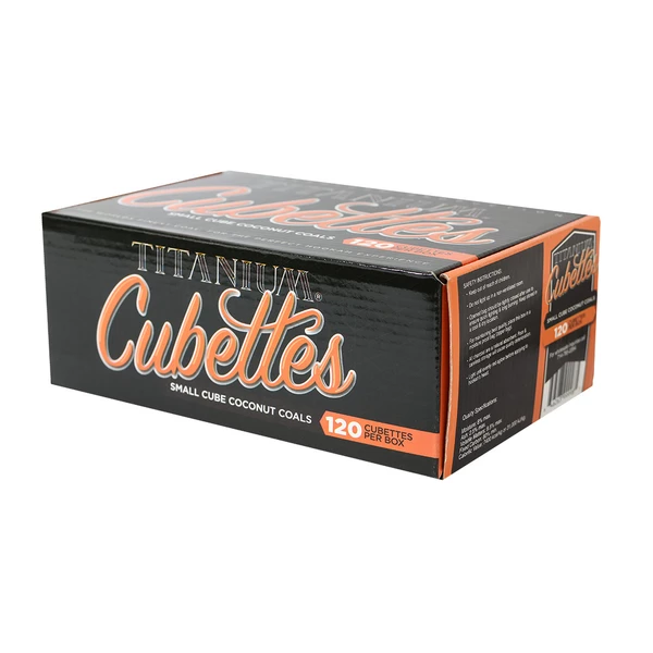 Charcoal Titanium Cubettes Natural Coconut Hookah Coals 120 pieces    