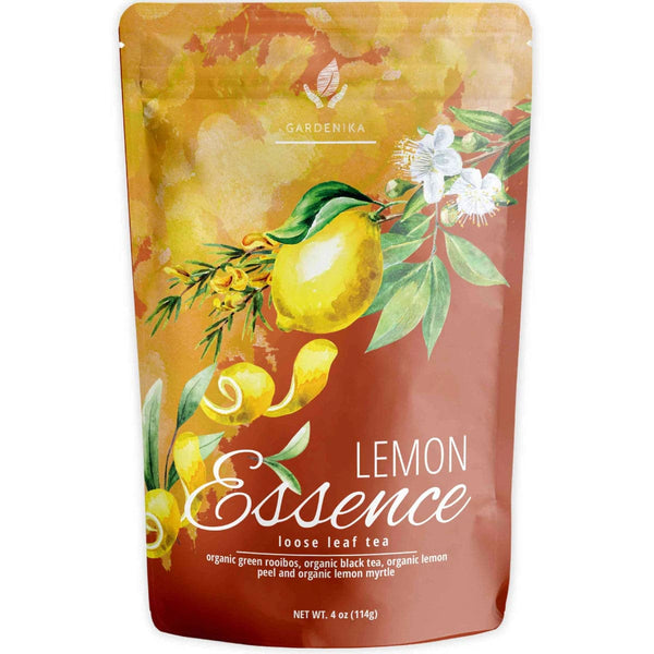 Tea Gardenika Lemon Essence Black Tea, Loose Leaf, USDA Organic, 55+ Cups – 4 Oz (113g)    