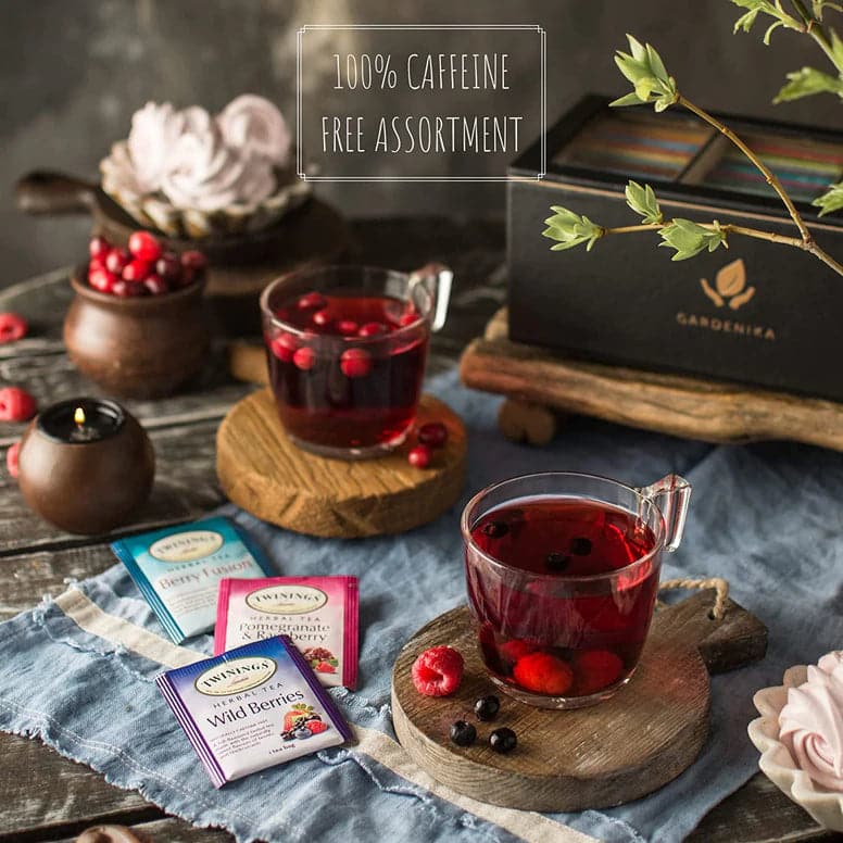 Tea Twinings Tea Sampler Gift Set Box - Herbal and Naturally Caffeine Free - 60 count, 20 Flavors    