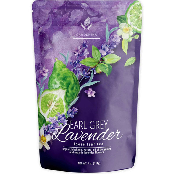 Tea Gardenika Earl Grey Lavender Tea, Loose Leaf, USDA Organic, 55+ Cups – 4 Oz (113g)    