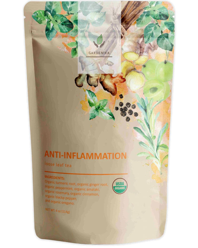 Tea Gardenika Anti-Inflammatory Loose Leaf Herbal Tea, USDA Organic, Caffeine Free - 4 oz (114g)    