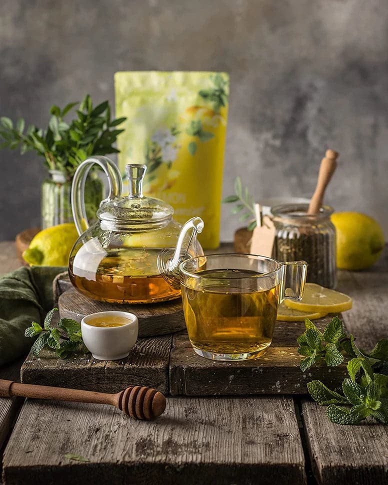 Tea Gardenika Lemon Spearmint Herbal Tea, Loose Leaf, USDA Organic, Caffeine Free, 55+ Cups – 4 Oz (113g)    