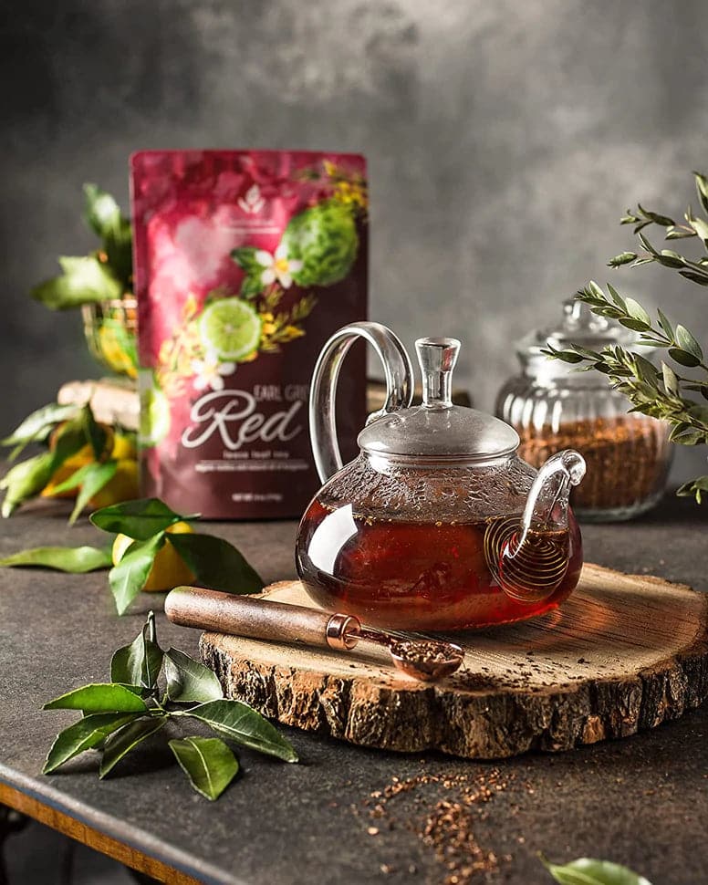 Tea Gardenika Earl Grey Red Tea, Loose Leaf, USDA Organic, Caffeine Free, 55+ Cups – 4 Oz (113g)    