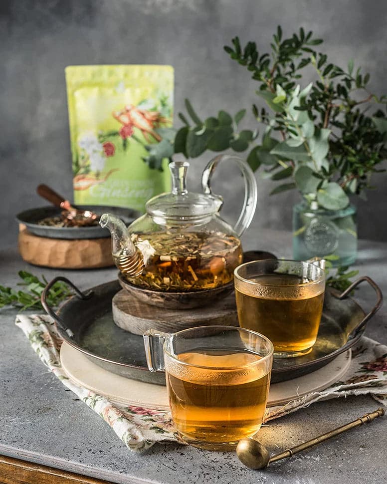 Tea Gardenika Green Lemon Ginseng Tea, Loose Leaf, USDA Organic, 55+ Cups – 4 Oz (113g)    
